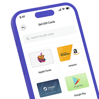 Go2Pal App Interface showing Sell Gift Cards with Apple, Amazon, and Google Play logos